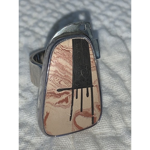 LAPIDARIO BARRERA Mata Ortiz Pottery RING 950 Silver size 7.5 Adjustable Long - Picture 1 of 7